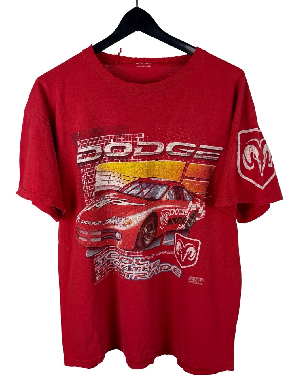 Vintage 2000s Dodge Motorsports Distressed Nascar Red Race Shirt Size XL